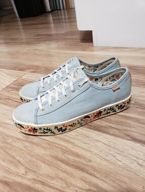 Keds X Rifle Paper Co. Triple Kick Rosalie Embroidered 1in Platform Sneakers 9